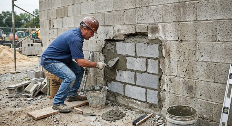Cinder Block Wall Repair in West Orange, NJ